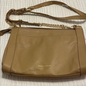 Rebecca Minkoff Camel/Tan Leather Studded Chain-Accent Crossbody